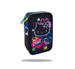 Penál 3 zipy Jumper Hello Kitty Neon Black - vybavený
